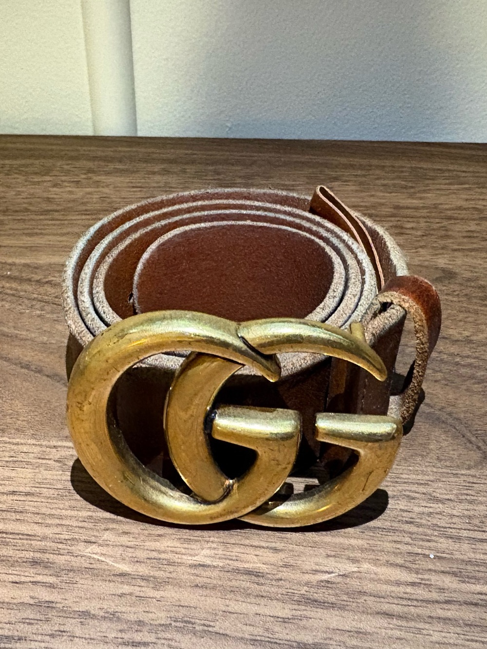 Gucci Double G Gold Buckle Leather Belt